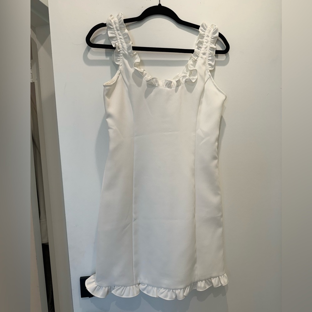 White Ruffle Mini Dress